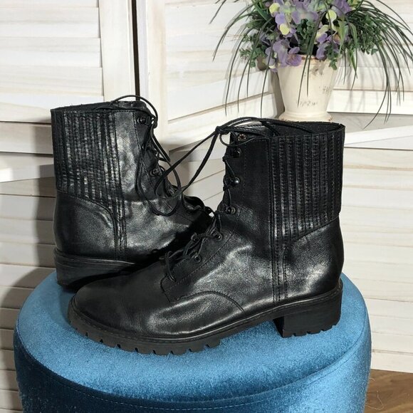 Schutz Black Leather Combat Boots Size 9 - Picture 3 of 9